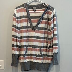 Storee Striped Gray and Pink Hoodie